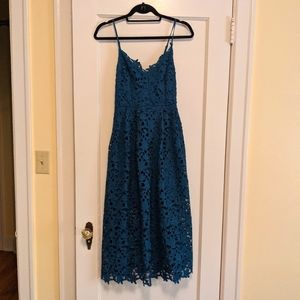 Blue ASTR lace midi dress